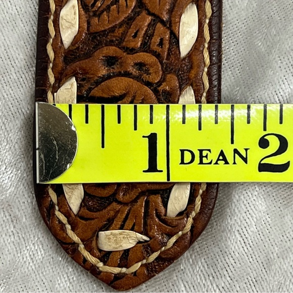 Vintage Brazos Joe Tooled Leather Belt with Margaret stamped on back - Picture 11 of 13